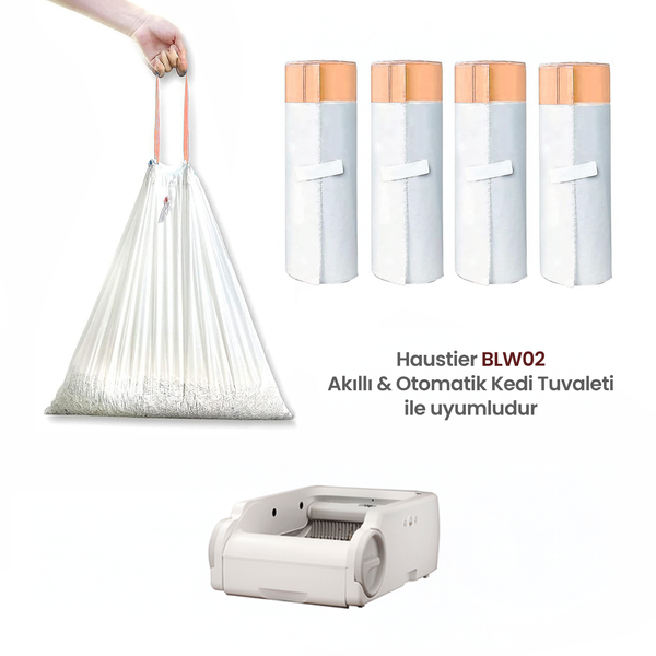 Haustier Otomatik Kedi Tuvaleti Uyumlu Büzgülü Çöp Poşeti 60 Adet 55 x 30 CM