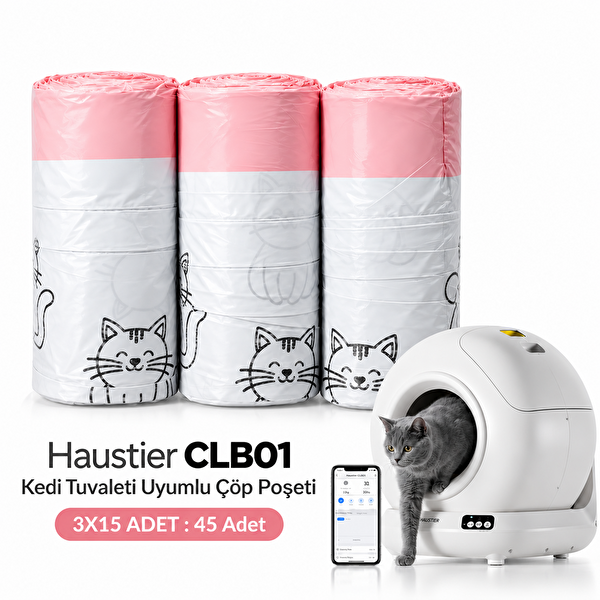 Haustier CLB01 Otomatik Kedi Tuvaleti Uyumlu Büzgülü Çöp Poşeti 3x15 Adet