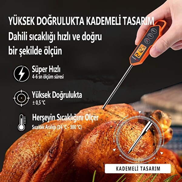 ThermoPro TP01H Işıklı Daldırma Saplama Gıda Pişirme Termometresi