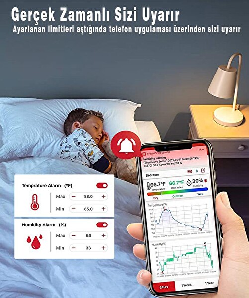 ThermoPro TP-357 Akıllı İç Mekan Isı ve Nem Ölçer Termometre