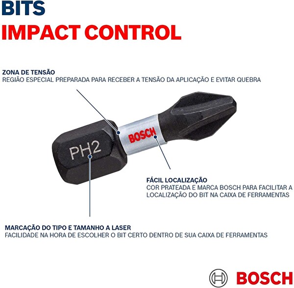 Bosch Impact Control Serisi PH2 8'li Vidalama Ucu