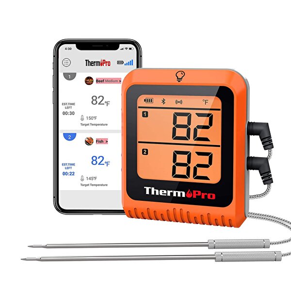 NPO Thermopro TP920 Cep Telefonu Kontrollü Bluetooth Ve Çift Problu Profesyonel Gıda Pişirme Termometre