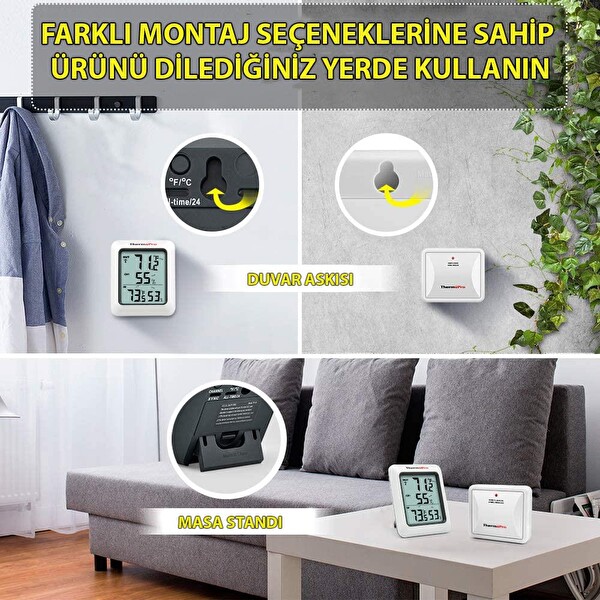 ThermoPro TP60S WiFi İç-Dış Mekan Dijital Sıcaklık ve Nem Ölçer