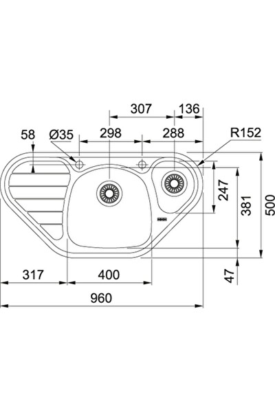 Franke Spark SKX 651-E Köşe Inox Eviye 101.0656.142