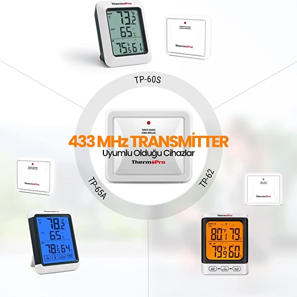 ThermoPro TX-4C İlave Dış Sensör TP60C - TP63C - TP65C Uyumlu