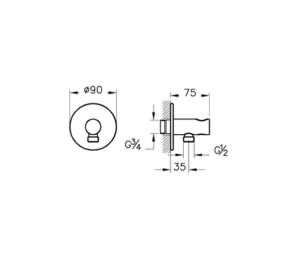 Vitra A42625 Origin Ankanstre El Duşu Çıkışı