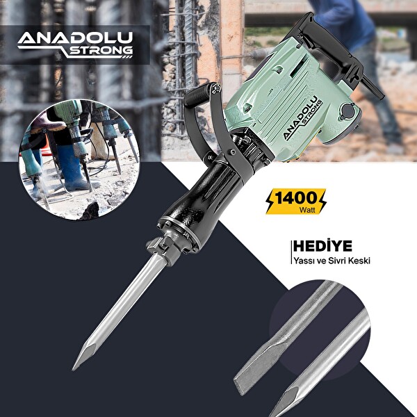Anadolu Strong ANS1059 Profesyonel 25 Joule 14 KG Kırıcı Hilti Matkap - 2 Adet Uc Hediyeli