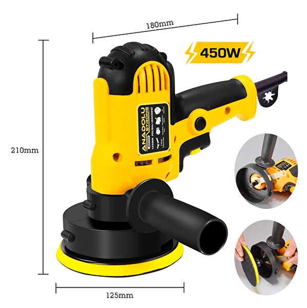 Anadolu Strong ANS1073 Devir Ayarlı Zımpara Araba Pasta Cila ve Parlatma 125 MM Polisaj Makinesi