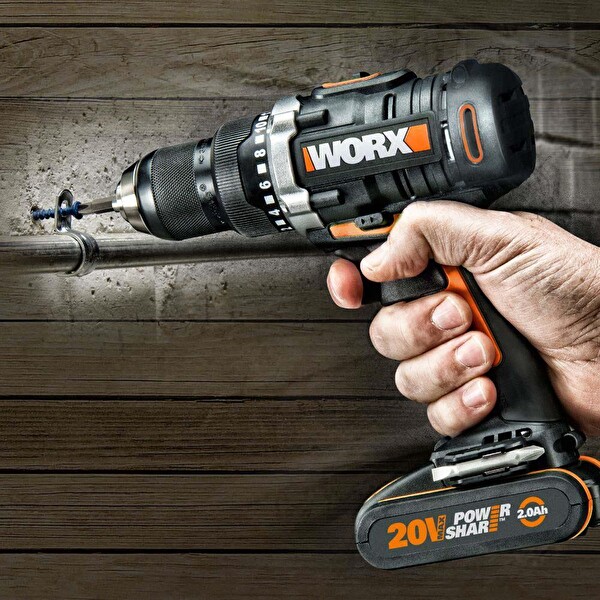 Worx WX102 20 Volt 2.0 Ah Li-ion Çift Akülü Kömürsüz Profesyonel Şarjlı Matkap