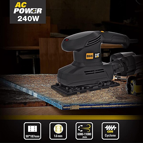 Cat DX45 240 W Profesyonel Devir Ayarlı Titreşimli Zımpara Makinesi