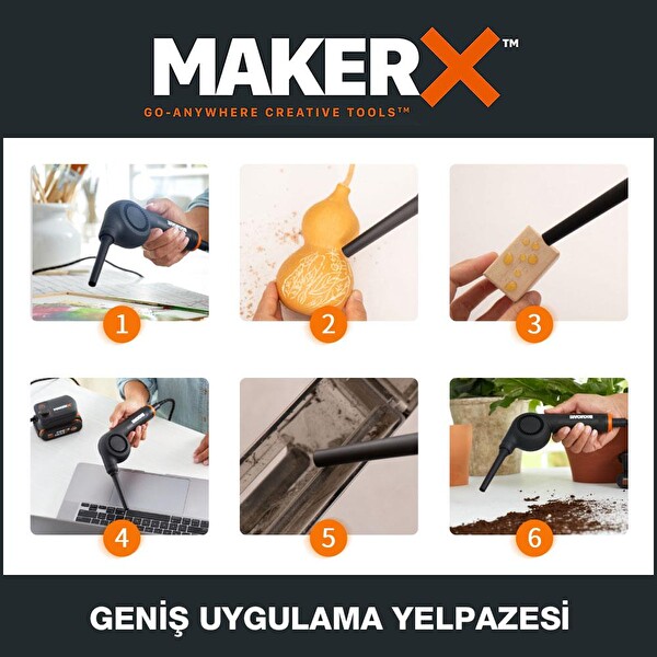 Worx WX747.9 MakerX 20 Volt Kömürsüz Profesyonel Mini Üfleyici (Akü Dahil Değildir)