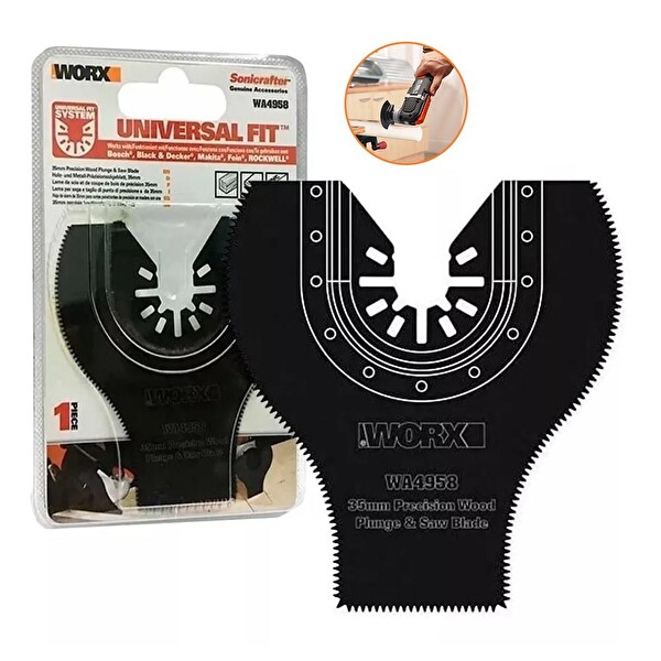 Worx WA4958 Çok Amaçlı Raspalama Makinesi İçin 35x80 MM 180˚ Ahşap Fiberglas PVC Universal Dalma ve Kesme Bıçağı