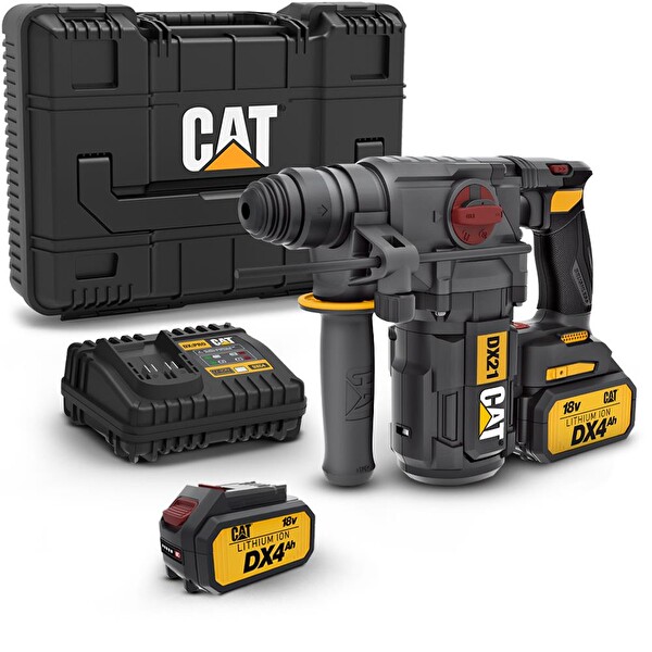 Cat DX21 18 Volt 4.0 Ah 2.2J Li-ion Çift Akülü Şarjlı Kömürsüz Profesyonel SDS-Plus Pnömatik Kırıcı