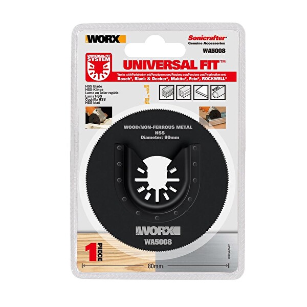 Worx WA5008 Çok Amaçlı Raspalama Makinesi İçin 80 MM 360 Derece Metal-Ahşap-Fiberglas-PVC Universal Kesme Bıçağı