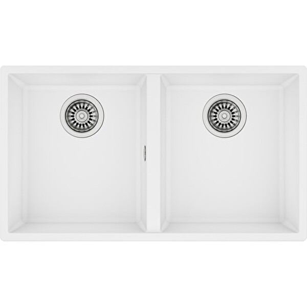 Teka Square 760 TG Çift Hazneli Tezgahaltı Beyaz Tegranite Eviye