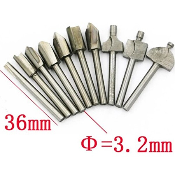 ProGard Gravür 10'lu Dremel Uyumlu Ahşap Freze Uç Seti