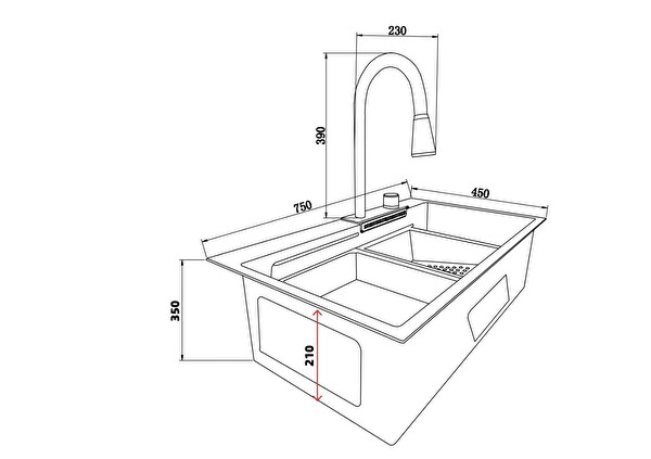 Fleko Akıllı Teknolojik Şelale Eviye Seti