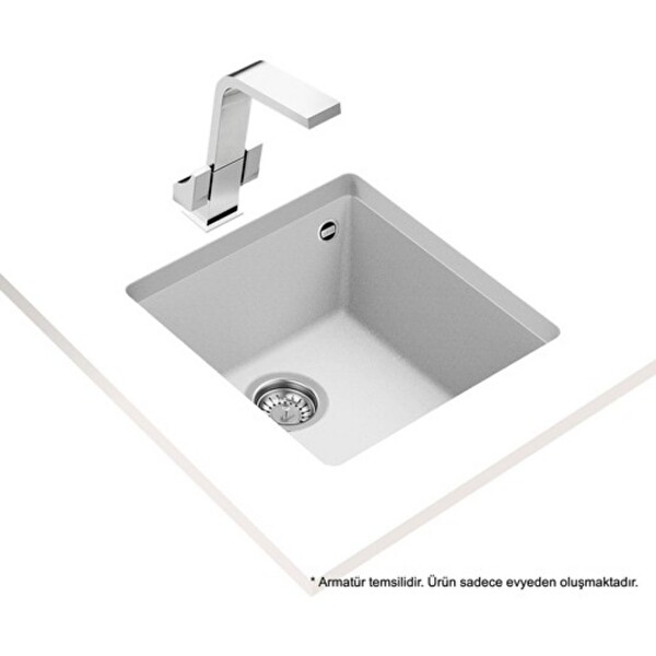 Teka Square 40.40 TG Beyaz Grani̇t Mutfak Evyesi̇