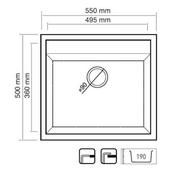 Real Stone K004 Olympos 56x53 CM Tezgah Üstü Beyaz Granit Evye