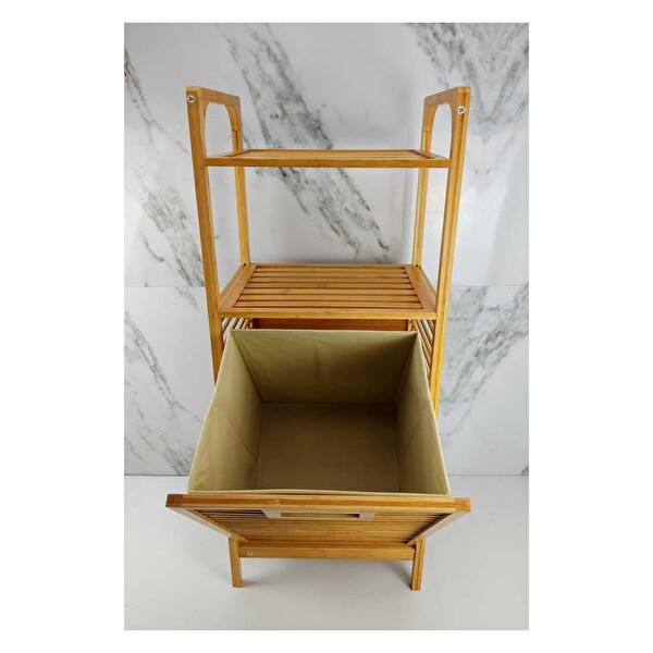 DigitHome Bambu Kirli Sepetli Banyo Düzenleyici Raf - B9037 C1-1-100