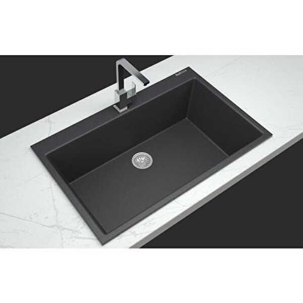 Real Stone DIDYM 58 K002 60x53 CM Siyah Granit Tezgah Üstü Eviye