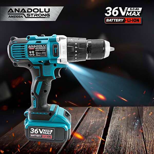 Anadolu Strong ANS1054-M Profesyonel Darbeli Akülü Matkap - Çift Akülü Metal Mandren