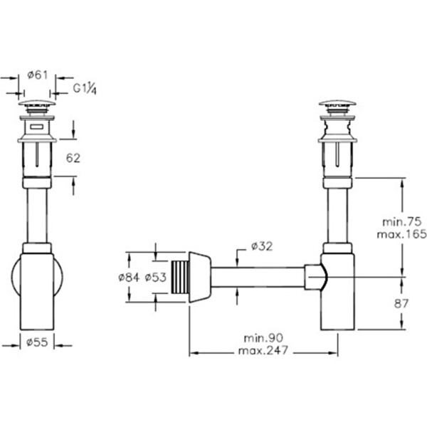 Artema A45154 T Tipi Krom Lavabo Sifon Seti