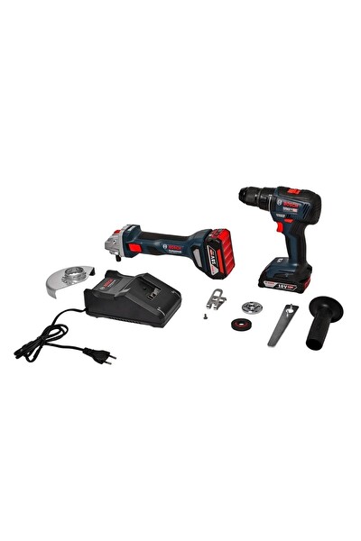 Bosch GSB 18V-50 Darbeli Delme Vidalama ve GWS 180-LI 18V Taşlama Makinesi
