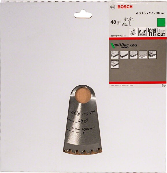 Bosch Optiline Serisi Ahşap İçin B 216x30 MM 48 Diş Daire Testere Bıçağı