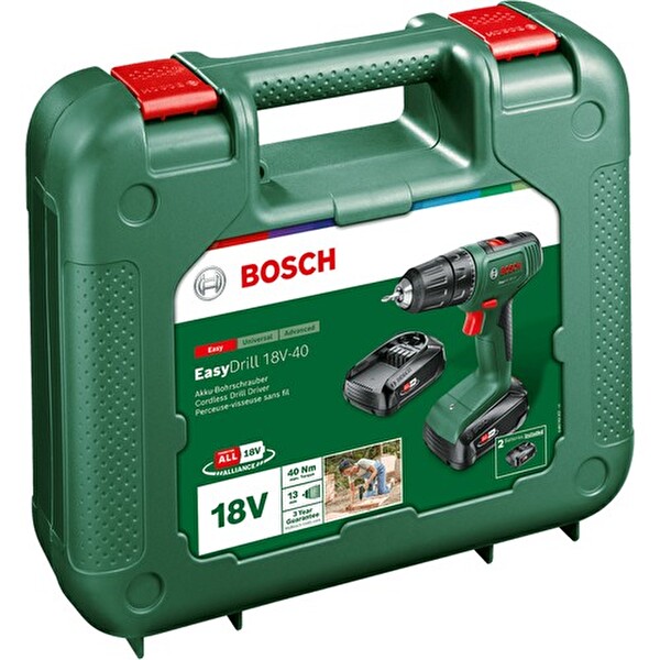 Bosch Easydrill 18V-40 Çift Akülü Delme Vidalama Makinesi