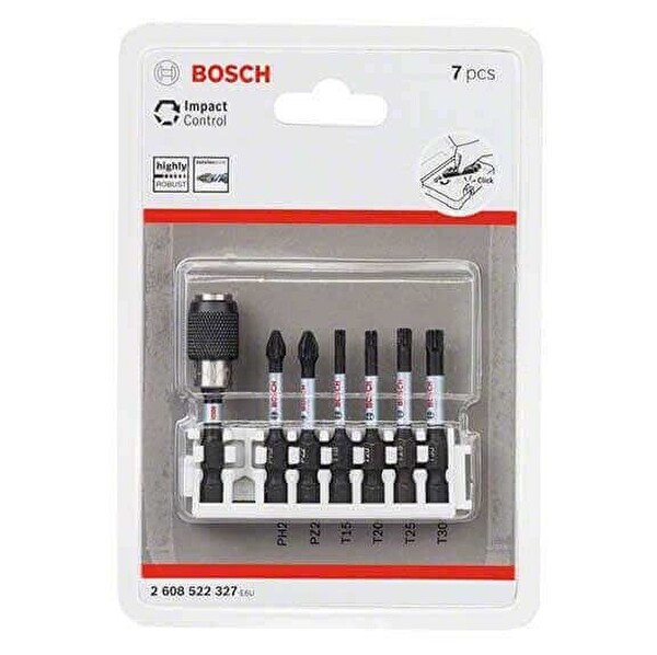 Bosch Impact Control Serisi Vidalama Ucu 8'li PH2/PZ2/T15/T20/T25/T30 *50MM - Hızlı Uç Değiştirme