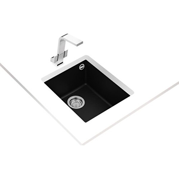 Teka Square 34.40 TG Tek Hazneli Gri Tezgah Altı Siyah Granit Mutfak Eviyesi