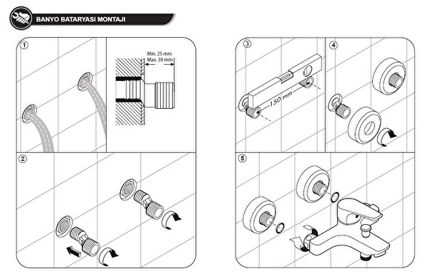 ECA Niobe 3'lü Batarya Seti (Banyo 482 - Lavabo 053 - Eviye 098)