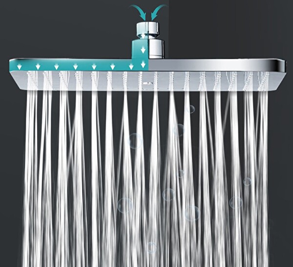 T-May Banyo Belen Kare Tepe Duş Seti Başlığı Krom Paslanmaz