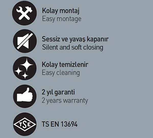 T-May Smart Soft Close Yavaş Kapanan Amortisörlü Klozet Kapağı