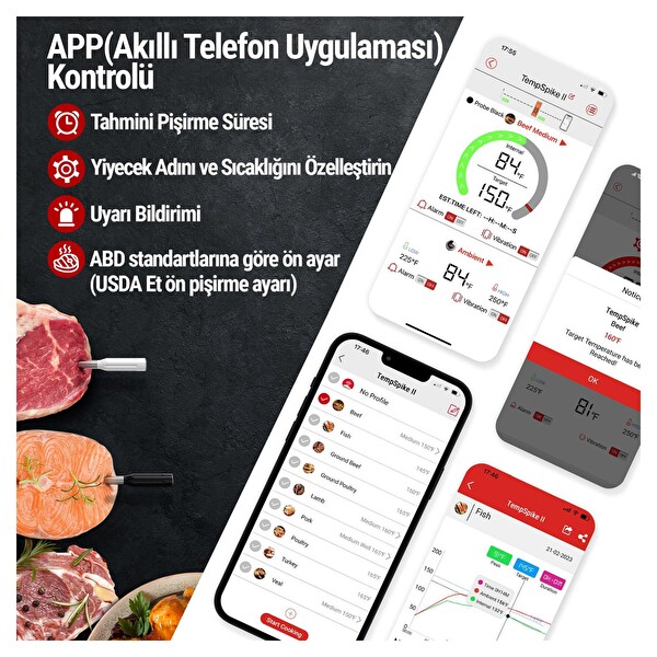 ThermoPro TP962 Bluetooth Digital Çift Problu Profesyonel Et Termometresi