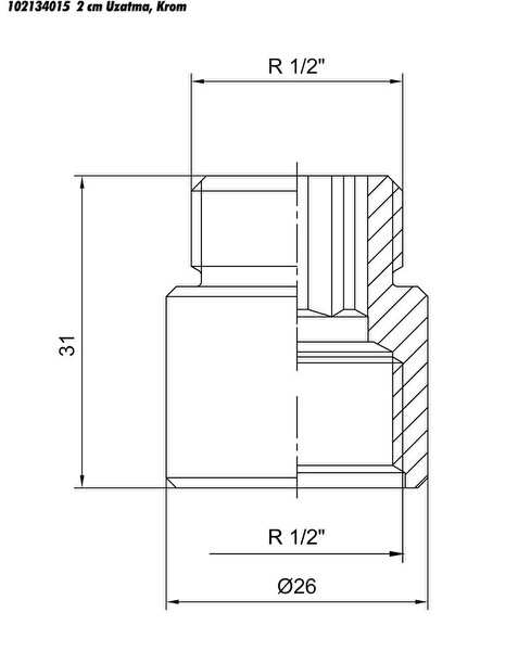 ECA 1/2 2cm Uzatma Krom (Musluk Uzatma) 102134015 Pirinç