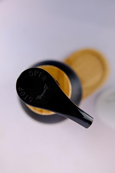 DigitHome 2’li Ahşap Standlı Cam Sıvı Sabun ve Bulaşık Deterjanı Şişesi Sabunluk Amber 500 ML - D/11 C1-1-289