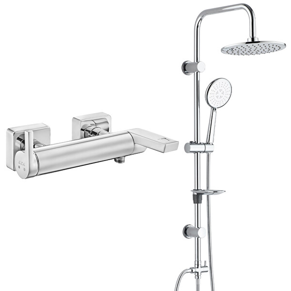 ECA İcon Banyo Bataryası - t-May Banyo Bostan Oval Tepe Duş Takımı Seti Paslanmaz Krom