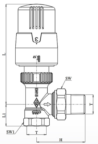 ECA TRV4 Termostatik Köşe Radyatör Valfi Petek Vanası 602120755 10 Adet
