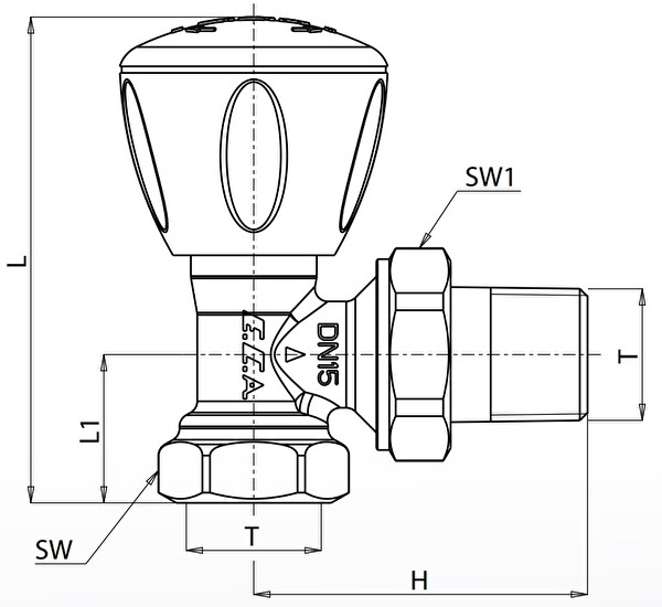 ECA Rv3 1/2 Köşe Radyatör Valfi Petek Havlupan Vanası 602120641