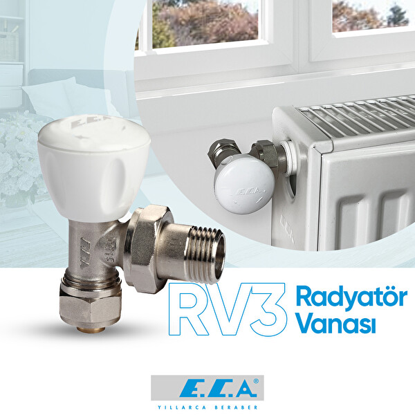 ECA Rv3 1/2 Köşe Radyatör Valfi Petek Havlupan Vanası 602120641