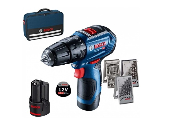Bosch GSB 12V-30 Akülü Darbeli Vidalama ve 39 Parça Set