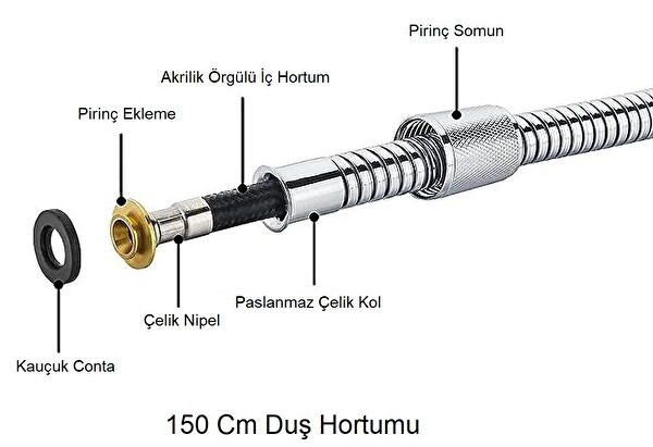 T-May Sardes Mat İnox Oval Borulu Hareketli Sürgülü Duş Seti Üst Takımı