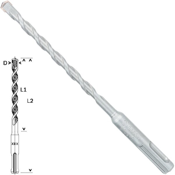 Bosch SDS-Plus-1 Matkap Uç 7x100x160 MM Taş Beton