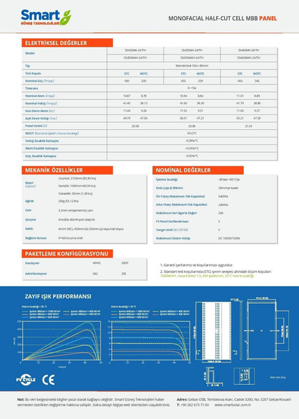 Smart 455 W Half Cut Monokristal Güneş Paneli Fiyatı ve Özellikleri ...