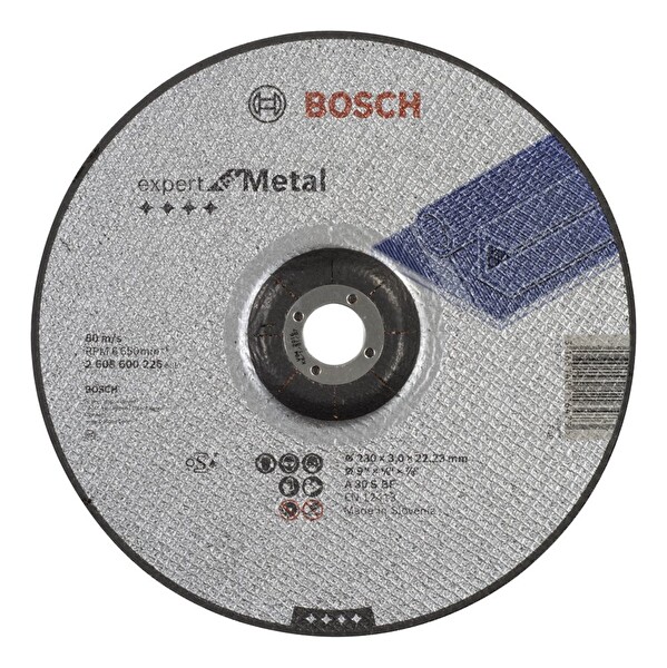 Bosch 230x3.0 MM Expert Serisi Bombeli Metal Kesme Diski (Taş)