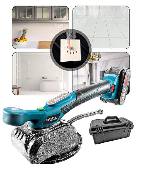 Anadolu Strong Pro Lityum Çift Akülü 36V Titreşimli 80-100 CM Fayans Kiremit Döşeme Vantuz Makinesi