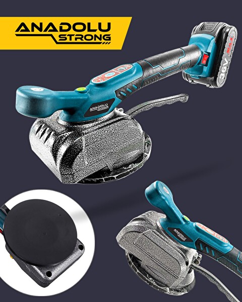 Anadolu Strong Pro Lityum Çift Akülü 36V Titreşimli 80-100 CM Fayans Kiremit Döşeme Vantuz Makinesi