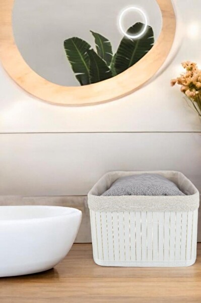 DigitHome Bambu Çok Amaçlı Saklama Kutusu Düzenleyici Orta Boy Organizer Beyaz 20 CM - CL-6010-4 C1-1-121
